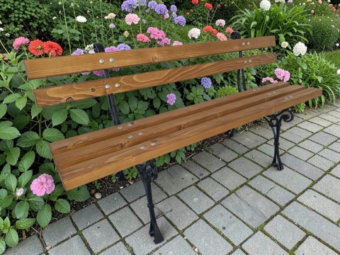Ławka ogrodowa AluEco 150 - świerk, aluminiowe nogi