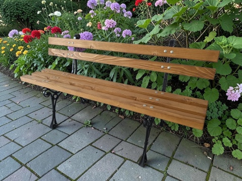Ławka ogrodowa AluEco 150 - świerk, aluminiowe nogi