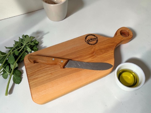 Masywna deska jesionowa do krojenia i serwowania 49x20x4 cm - lite drewno, ślady natury