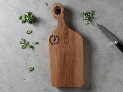 Masywna deska jesionowa do krojenia i serwowania 49x20x4 cm - lite drewno, ślady natury