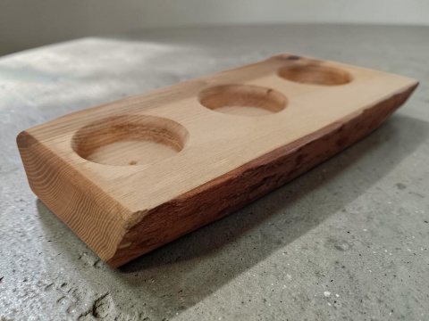 Świecznik jesionowy live edge - 3x tealight, naturalna ozdoba stołu