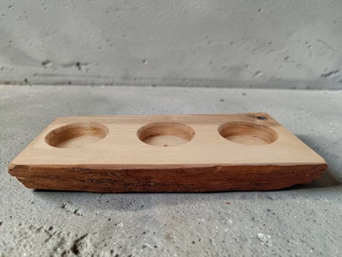 Świecznik jesionowy live edge - 3x tealight, naturalna ozdoba stołu