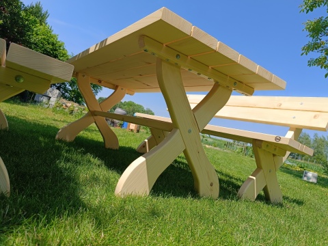 Zestaw mebli ogrodowych Rustic 6 os. - stół 180x80 cm + 2x ławka 180 cm